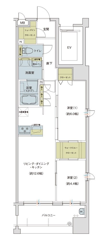 リベール博多駅前 間取り Fタイプ