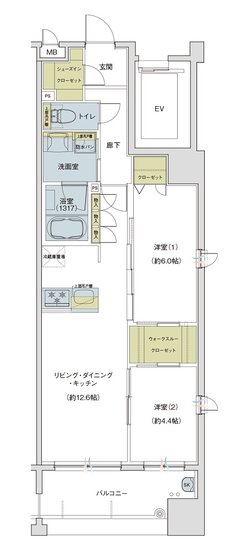 リベール博多駅前 間取り Fタイプ