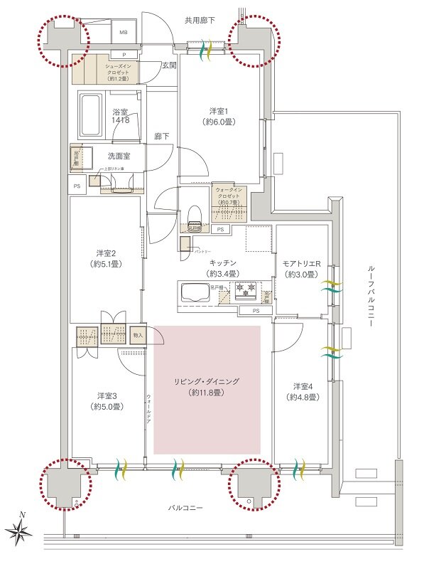 ヒルズグランデ稲毛 間取り A83Arタイプ