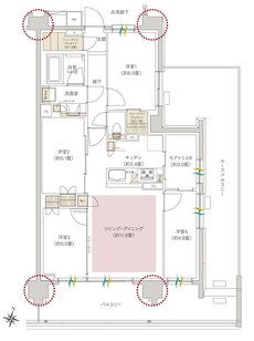 ヒルズグランデ稲毛 間取り A83Arタイプ