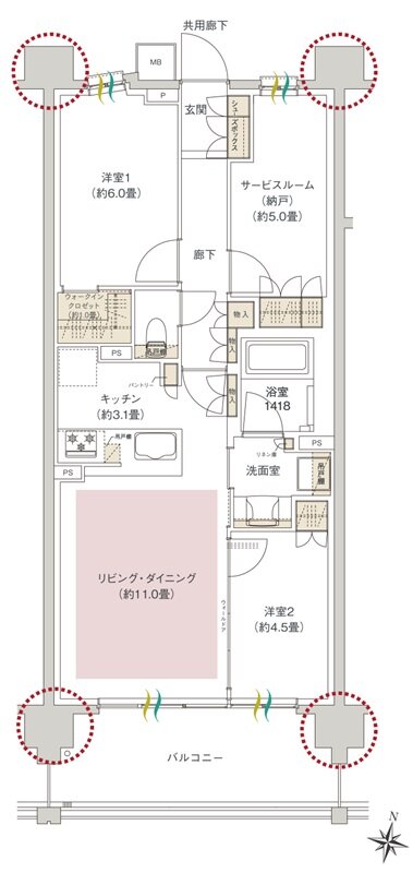 ヒルズグランデ稲毛 間取り A67C1タイプ