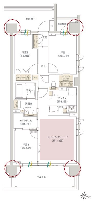 ヒルズグランデ稲毛 間取り B71Bタイプ
