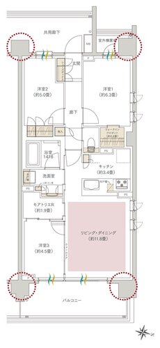 ヒルズグランデ稲毛 間取り B71Bタイプ