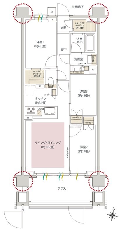 ヒルズグランデ稲毛 間取り A65Ctタイプ