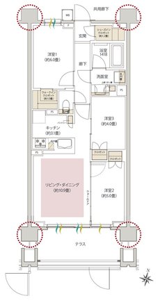 ヒルズグランデ稲毛 間取り A65Ctタイプ