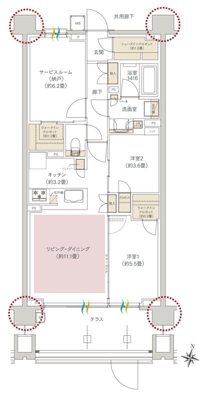 ヒルズグランデ稲毛 間取り A69Ftタイプ