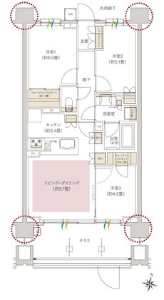 ヒルズグランデ稲毛 間取り A65Atタイプ