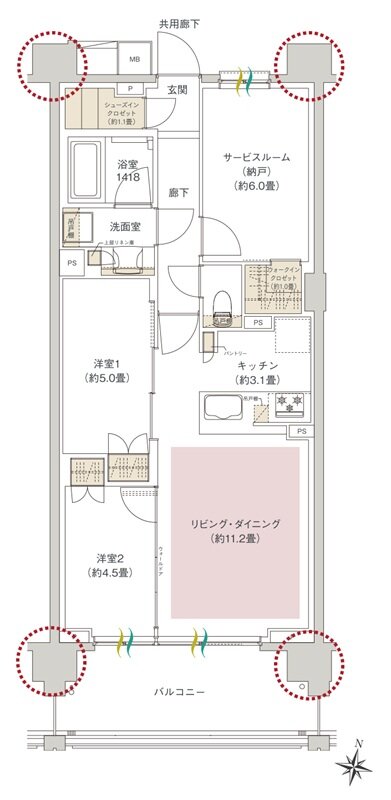 ヒルズグランデ稲毛 間取り A67Aタイプ