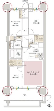 ヒルズグランデ稲毛 間取り A67B2tタイプ
