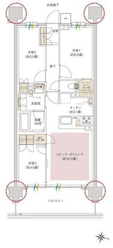 ヒルズグランデ稲毛 間取り B63Cタイプ