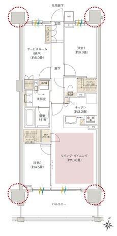 ヒルズグランデ稲毛 間取り A67B1タイプ