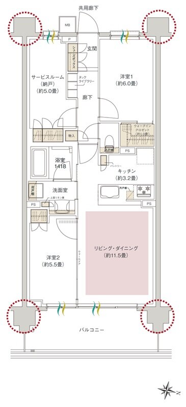 ヒルズグランデ稲毛 間取り B69Aタイプ