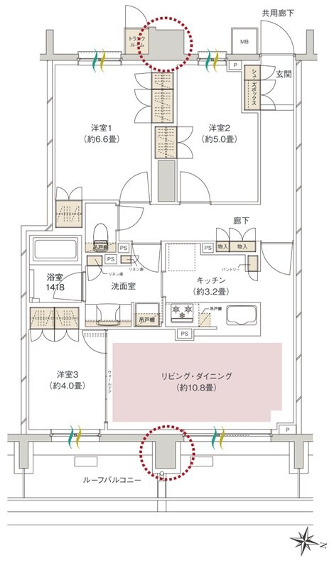 ヒルズグランデ稲毛 間取り B72Arタイプ
