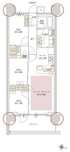 ヒルズグランデ稲毛 間取り B63Aタイプ
