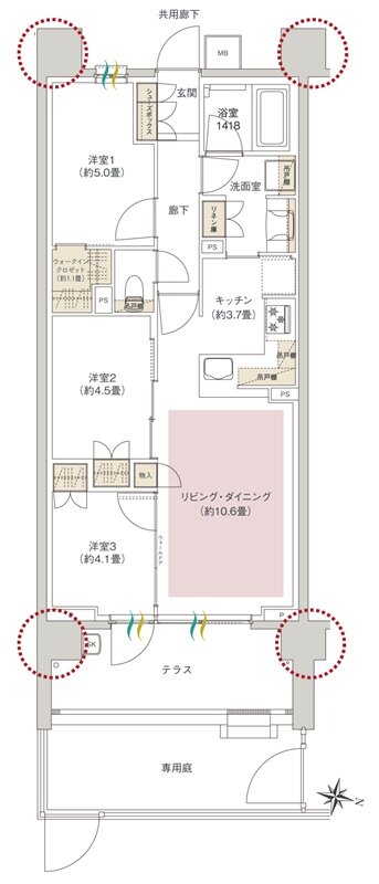 ヒルズグランデ稲毛 間取り B63Agタイプ