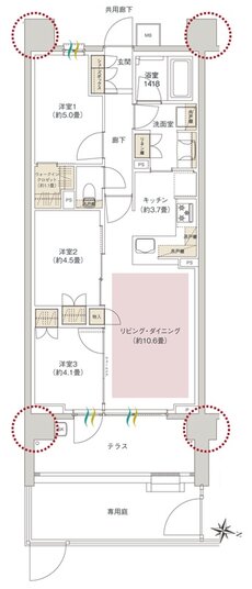 ヒルズグランデ稲毛 間取り B63Agタイプ