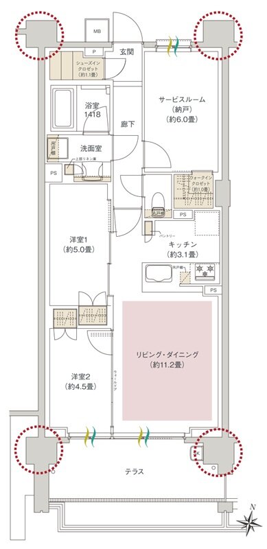 ヒルズグランデ稲毛 間取り A67Atタイプ