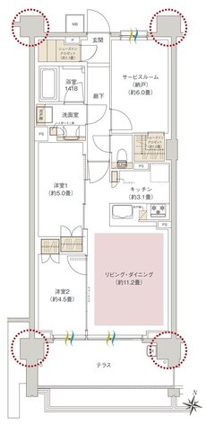 ヒルズグランデ稲毛 間取り A67Atタイプ