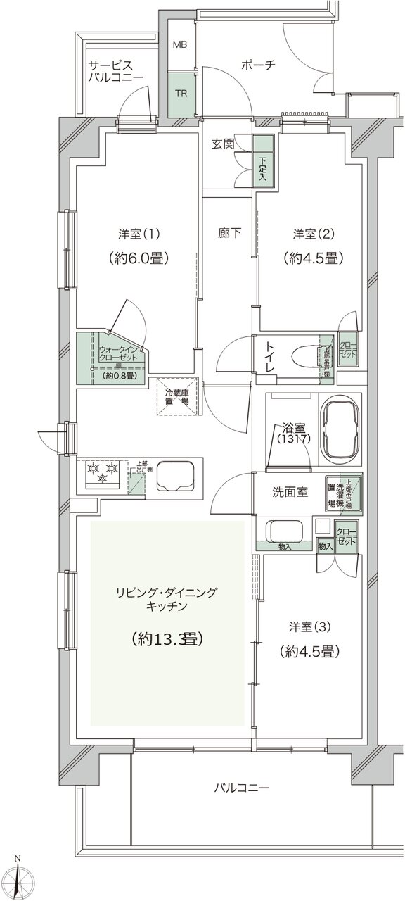 クレストラフィーネ新川崎 間取り A type