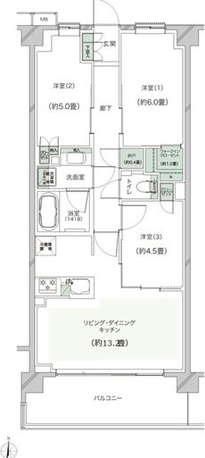 クレストラフィーネ新川崎 間取り C type