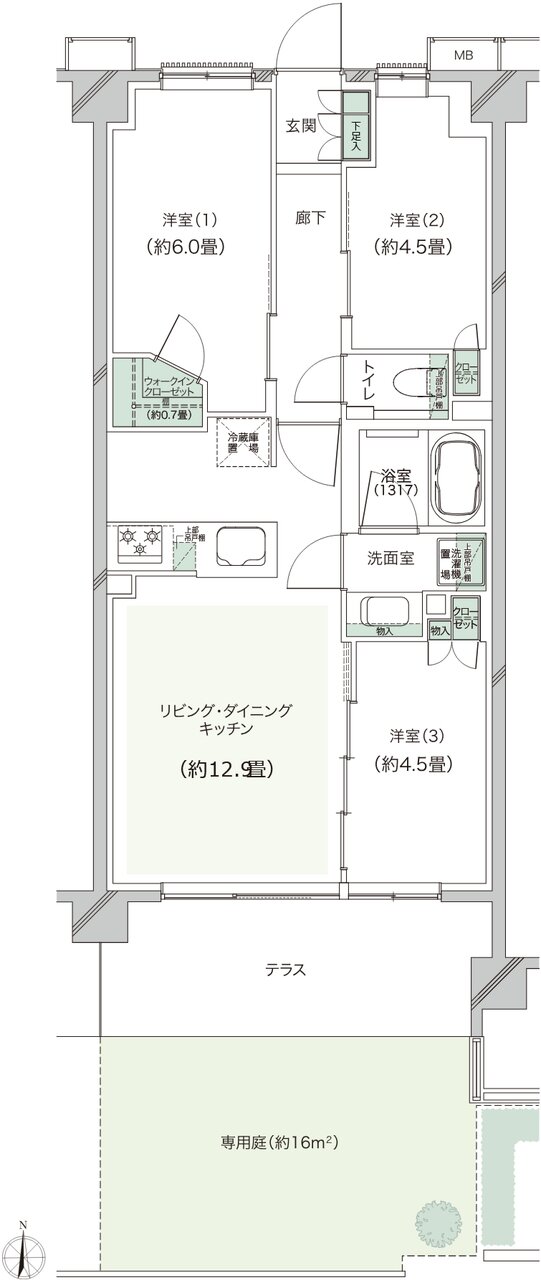 クレストラフィーネ新川崎 間取り Bg type