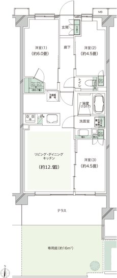 クレストラフィーネ新川崎 間取り Bg type