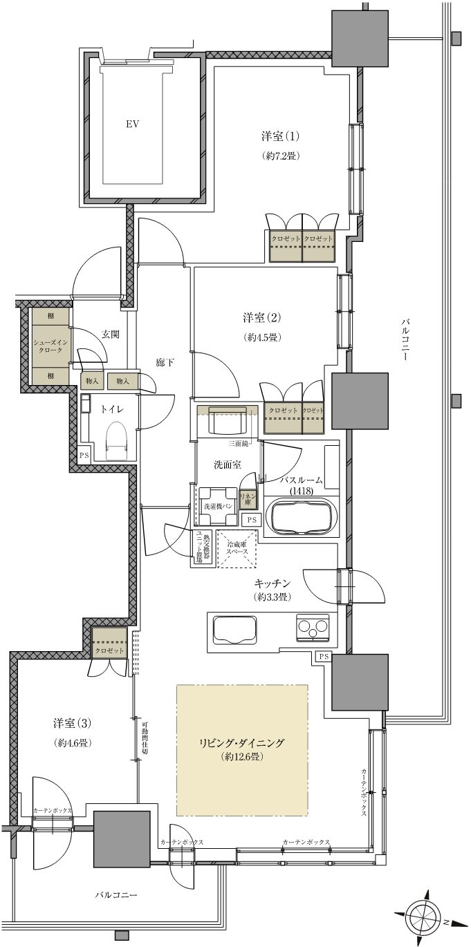 ザ・札幌タワーズ　ウエストタワー／イーストタワー 間取り EH TYPE（EAST TOWER）