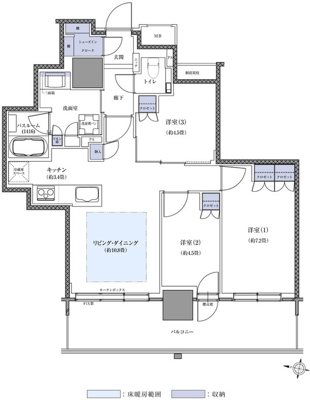 ザ・札幌タワーズ　ウエストタワー／イーストタワー 間取り WI TYPE（WEST TOWER）