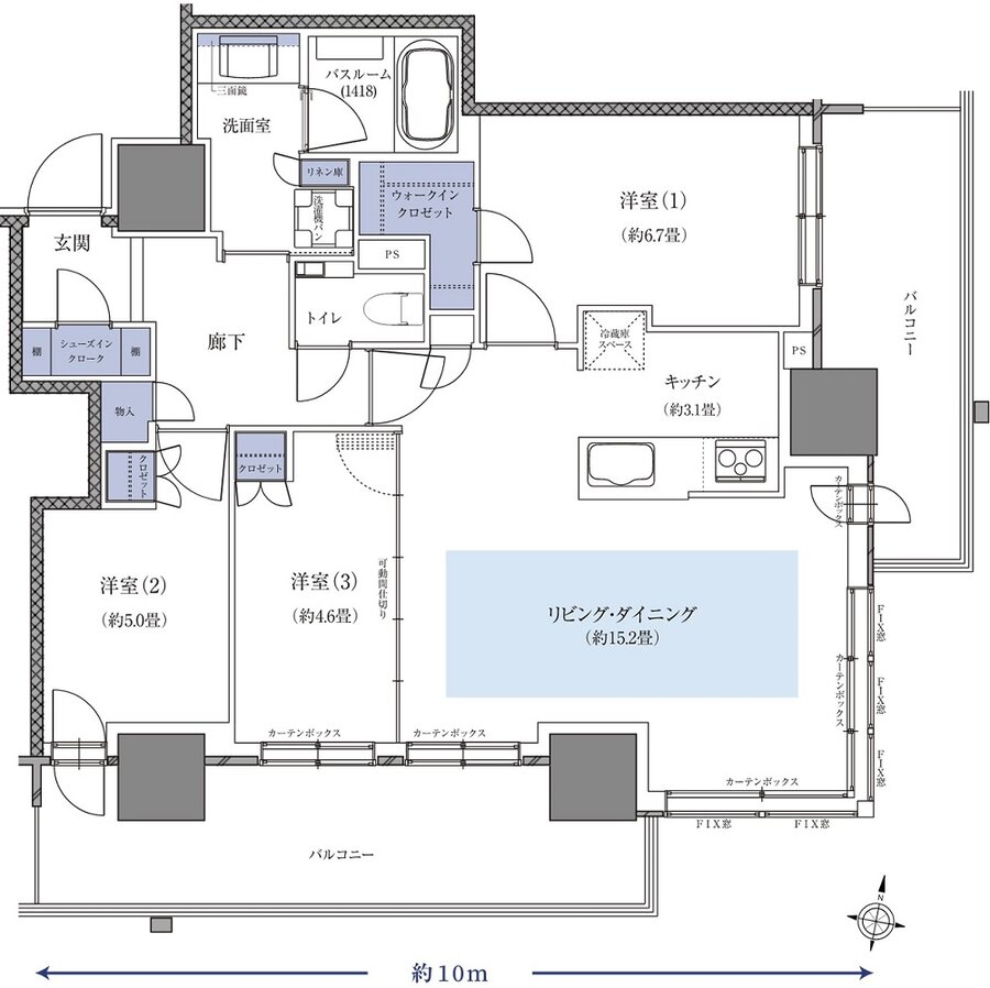ザ・札幌タワーズ ウエストタワー/イーストタワー 間取り WL TYPE(WEST TOWER)