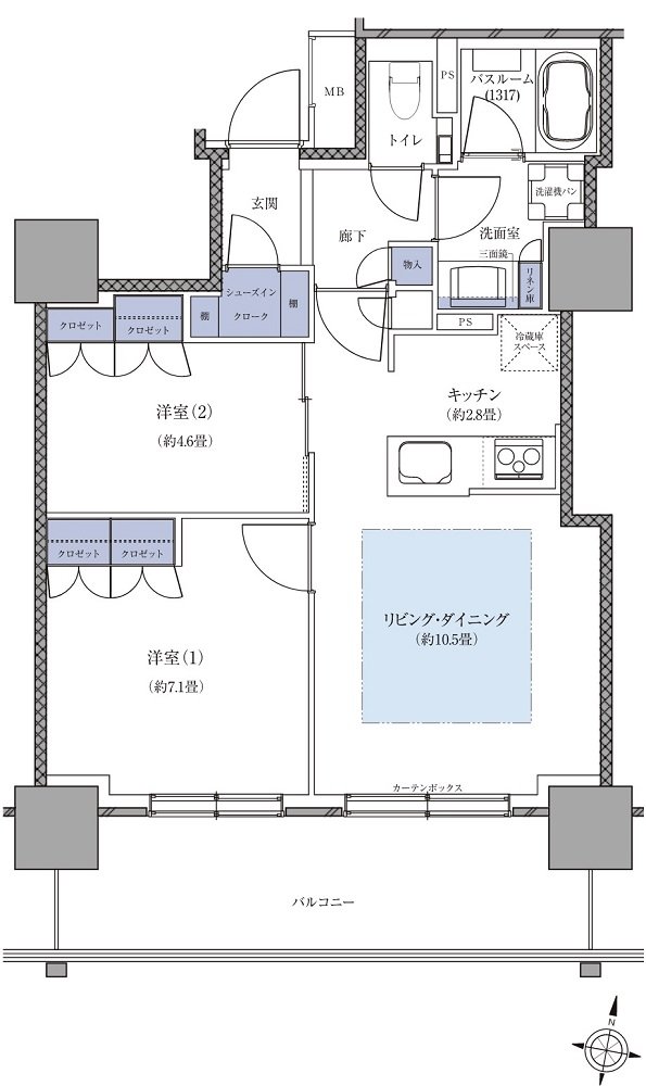 ザ・札幌タワーズ　ウエストタワー／イーストタワー 間取り WD TYPE（WEST TOWER）