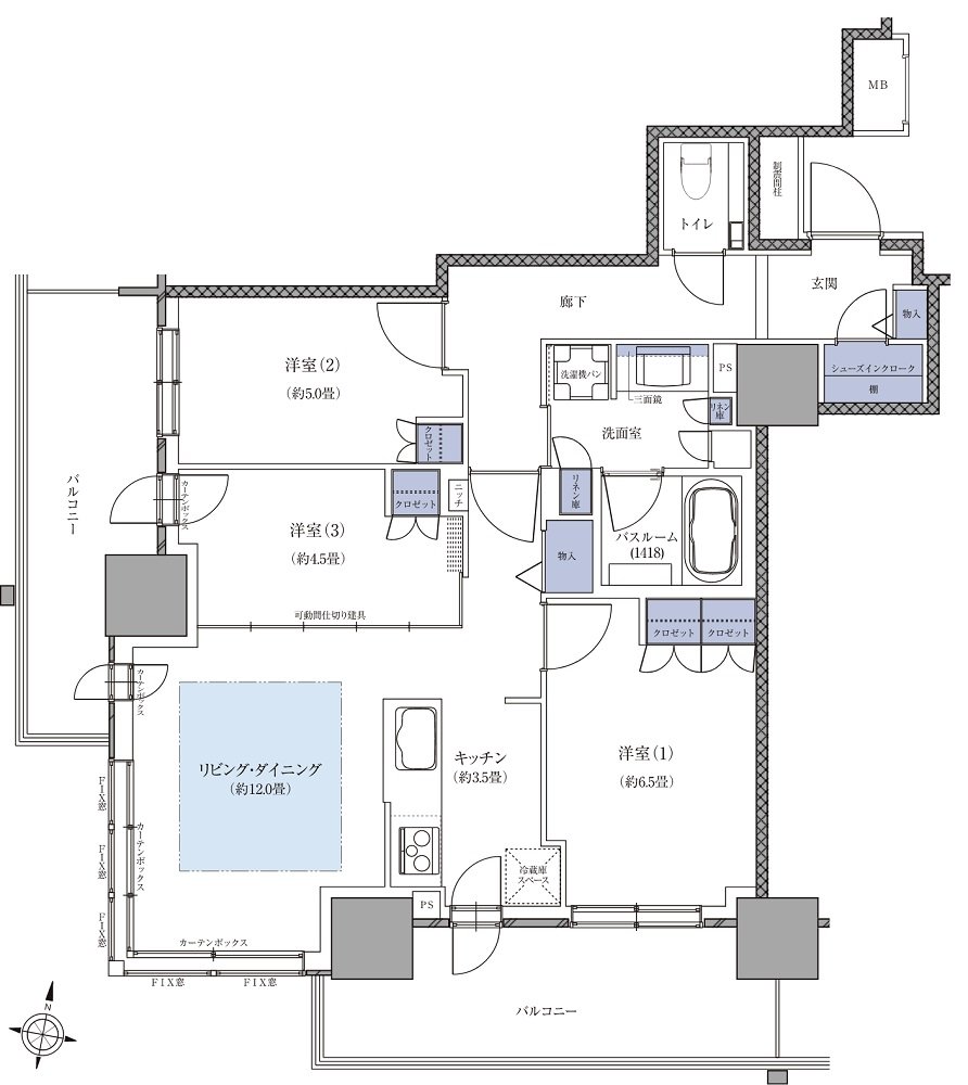 ザ・札幌タワーズ　ウエストタワー／イーストタワー 間取り WC TYPE（WEST TOWER）