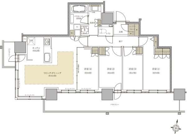 ザ・札幌タワーズ　ウエストタワー／イーストタワー 間取り EN TYPE（EAST TOWER）