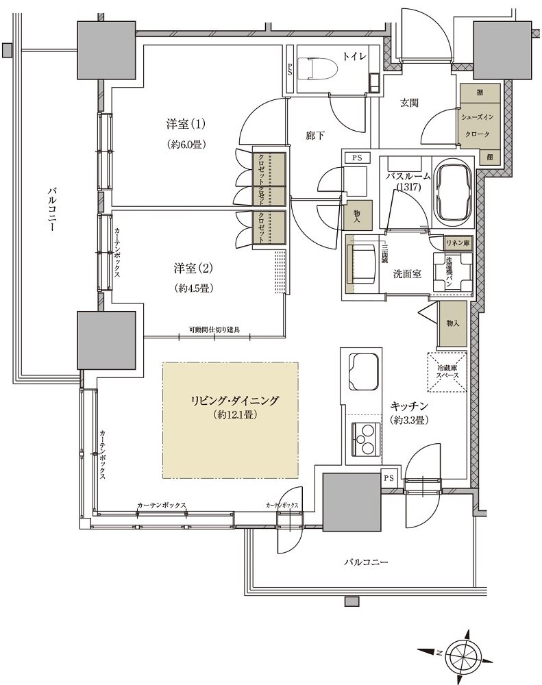 ザ・札幌タワーズ ウエストタワー/イーストタワー 間取り EA TYPE(EAST TOWER)