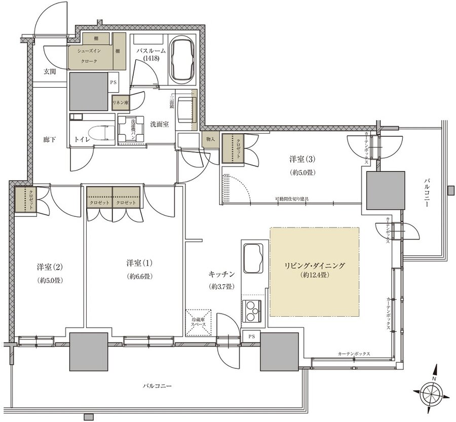 ザ・札幌タワーズ　ウエストタワー／イーストタワー 間取り EL TYPE（EAST TOWER）