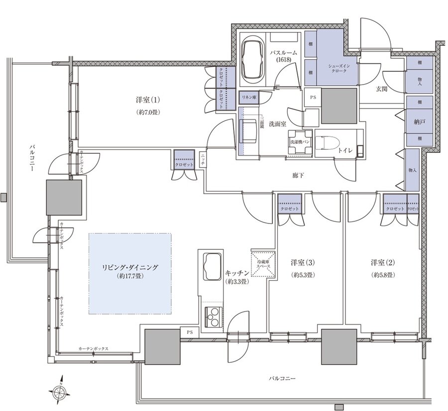 ザ・札幌タワーズ ウエストタワー/イーストタワー 間取り WN1 TYPE(WEST TOWER)