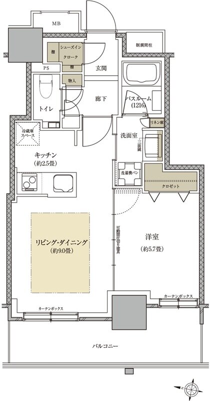 ザ・札幌タワーズ　ウエストタワー／イーストタワー 間取り EB TYPE（EAST TOWER）