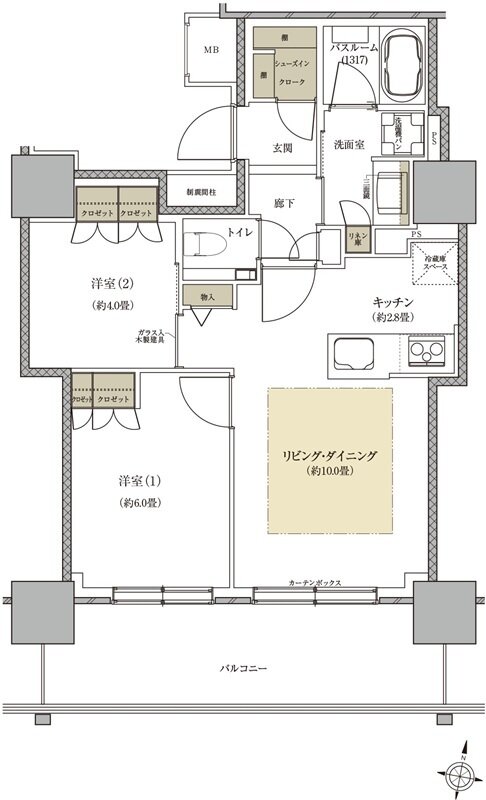 ザ・札幌タワーズ　ウエストタワー／イーストタワー 間取り ED TYPE（EAST TOWER）