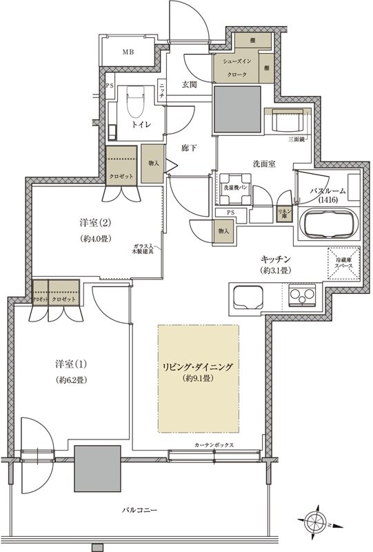 ザ・札幌タワーズ　ウエストタワー／イーストタワー 間取り EG TYPE（EAST TOWER）