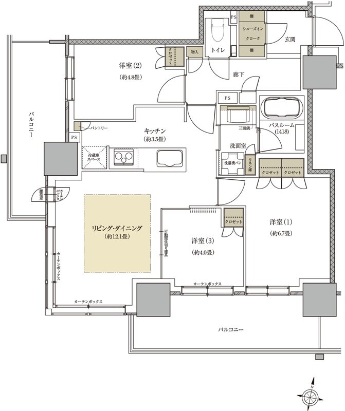 ザ・札幌タワーズ　ウエストタワー／イーストタワー 間取り EC TYPE（EAST TOWER）