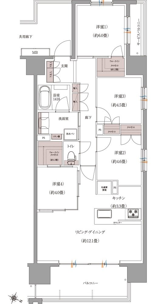 ブランシエラ鹿児島 間取り K type