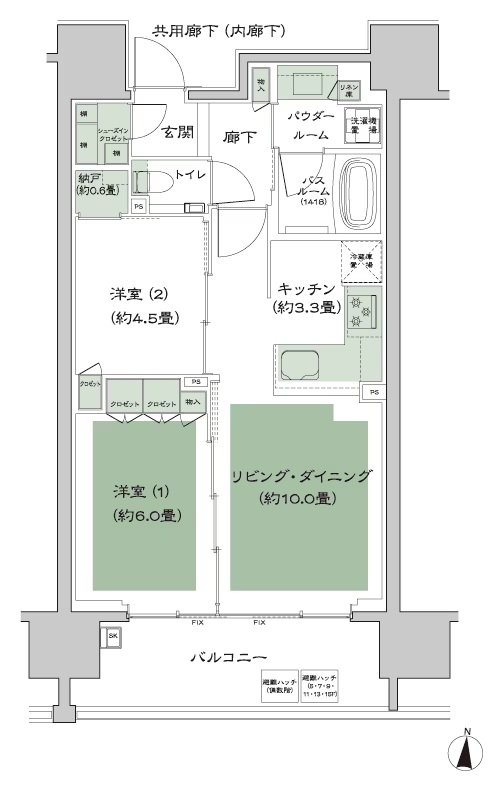 シティハウス湯島ステーションコート 間取り B2_標準 type