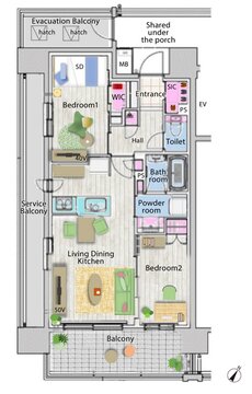 ウィザースレジデンス盛岡惣門テラス 間取り A type