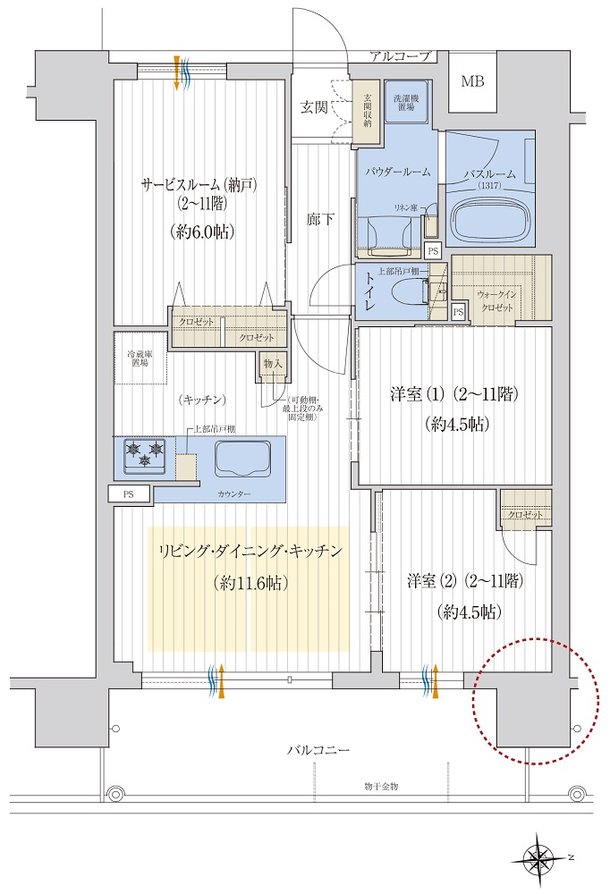 プレサンスロジェ天王寺ザ・レジデンス 間取り Bタイプ