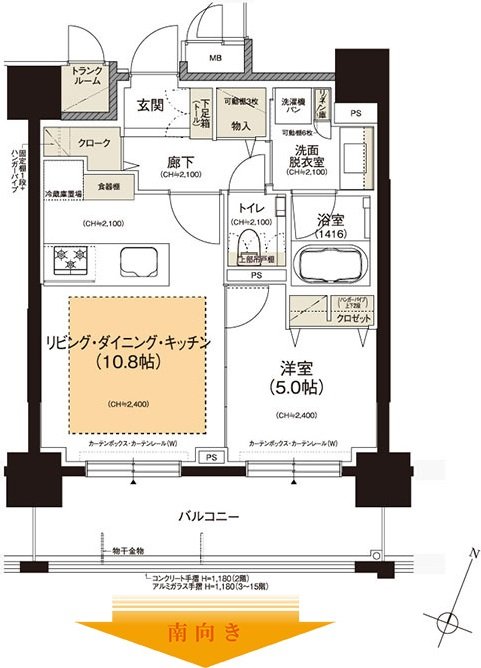 クリーンリバーフィネス学園前ミッドステージ 間取り Cタイプ（WEST）