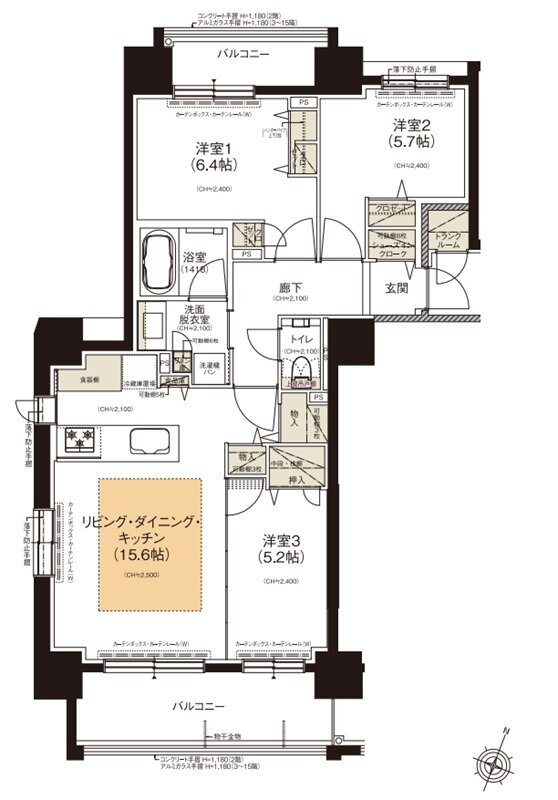 クリーンリバーフィネス学園前ミッドステージ 間取り Aタイプ(WEST)