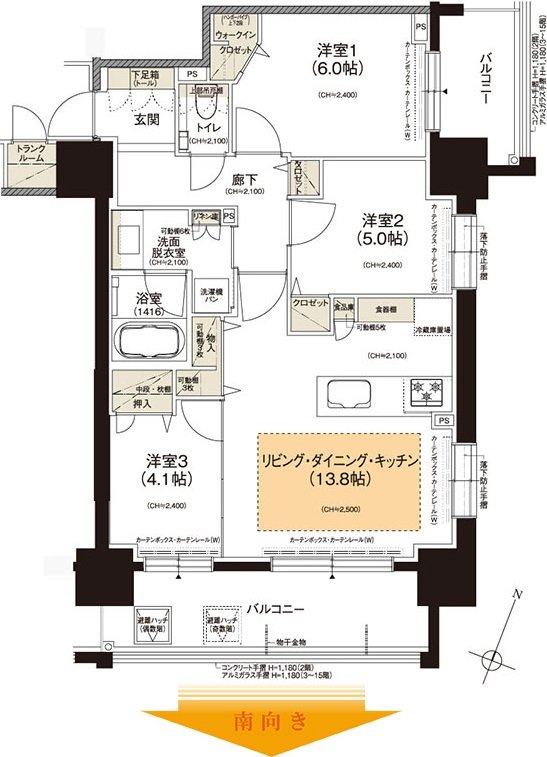 クリーンリバーフィネス学園前ミッドステージ 間取り Gタイプ(EAST)