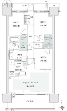 パークホームズ伊丹稲野ガーデンスクエア　パークフロント 間取り 75Acタイプ