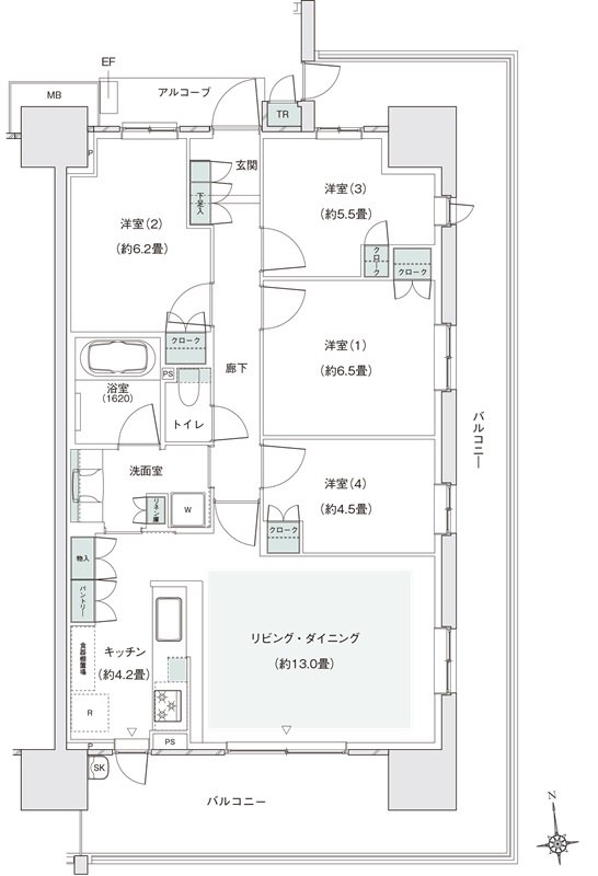 パークホームズ伊丹稲野ガーデンスクエア　パークフロント 間取り 86Acタイプ