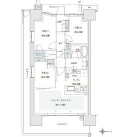 パークホームズ伊丹稲野ガーデンスクエア　パークフロント 間取り 67Adタイプ