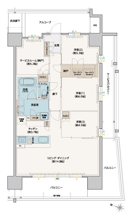 シエリアシティ星田駅前 間取り WI type